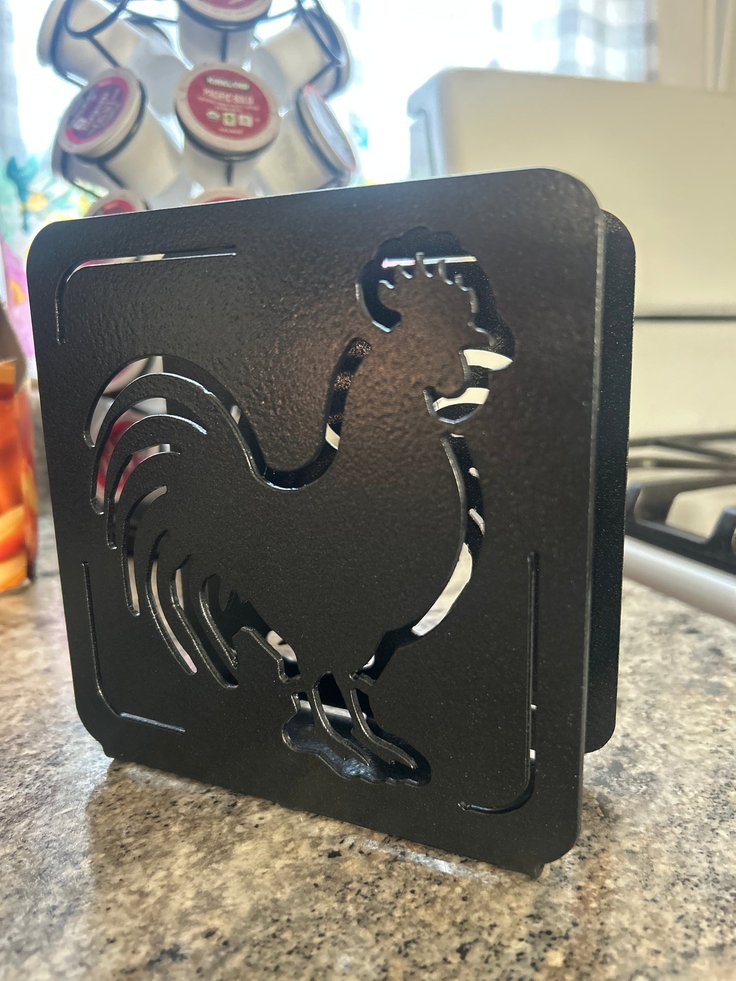 Rooster Napkin Holder – Rustic Metal Farmhouse Kitchen Decor