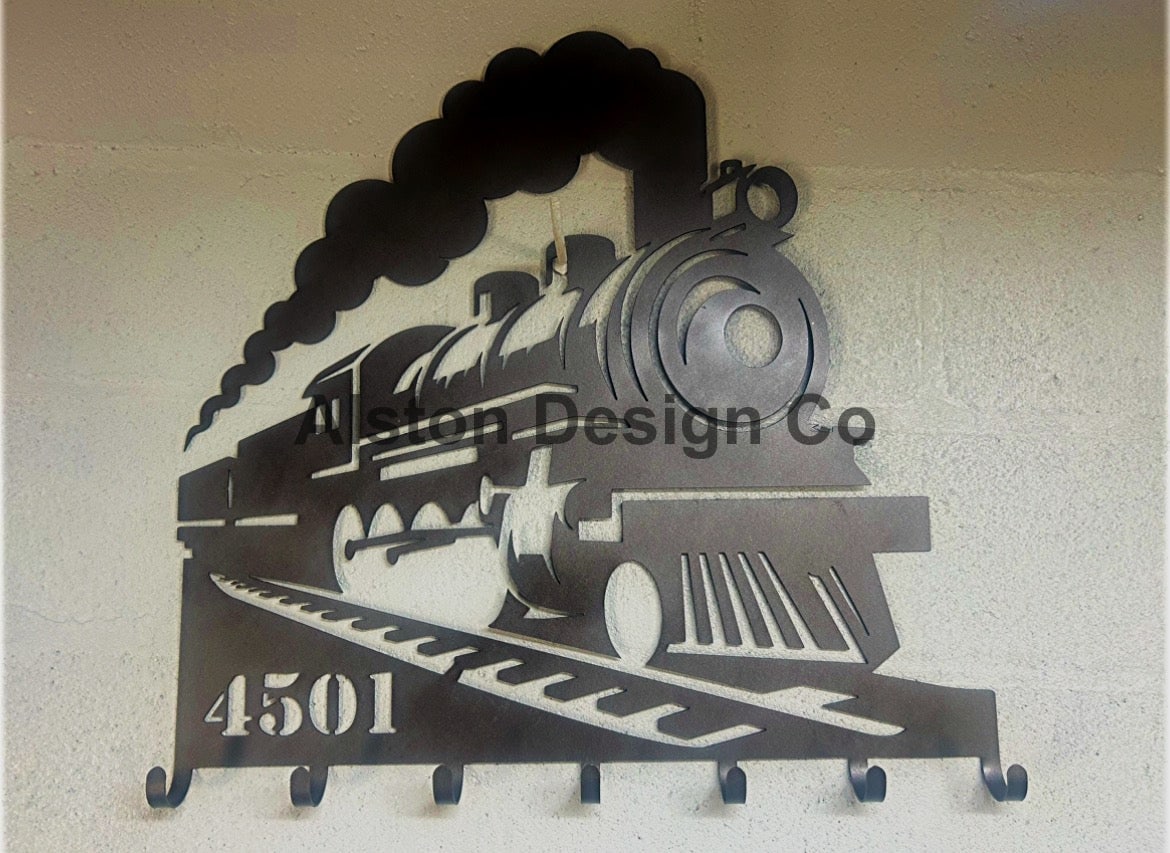 Train Coat & Hat Hook – Rustic Metal Wall Decor