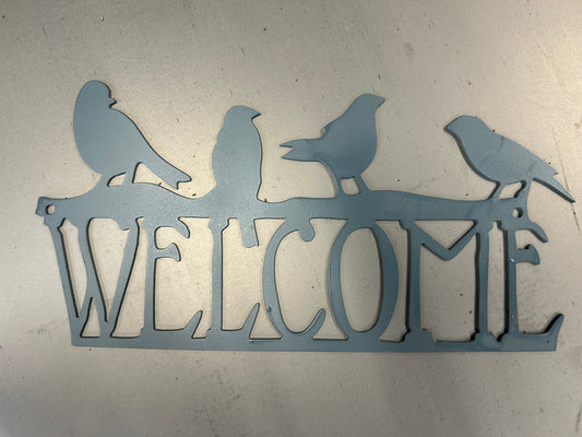 Hanging welcome sign