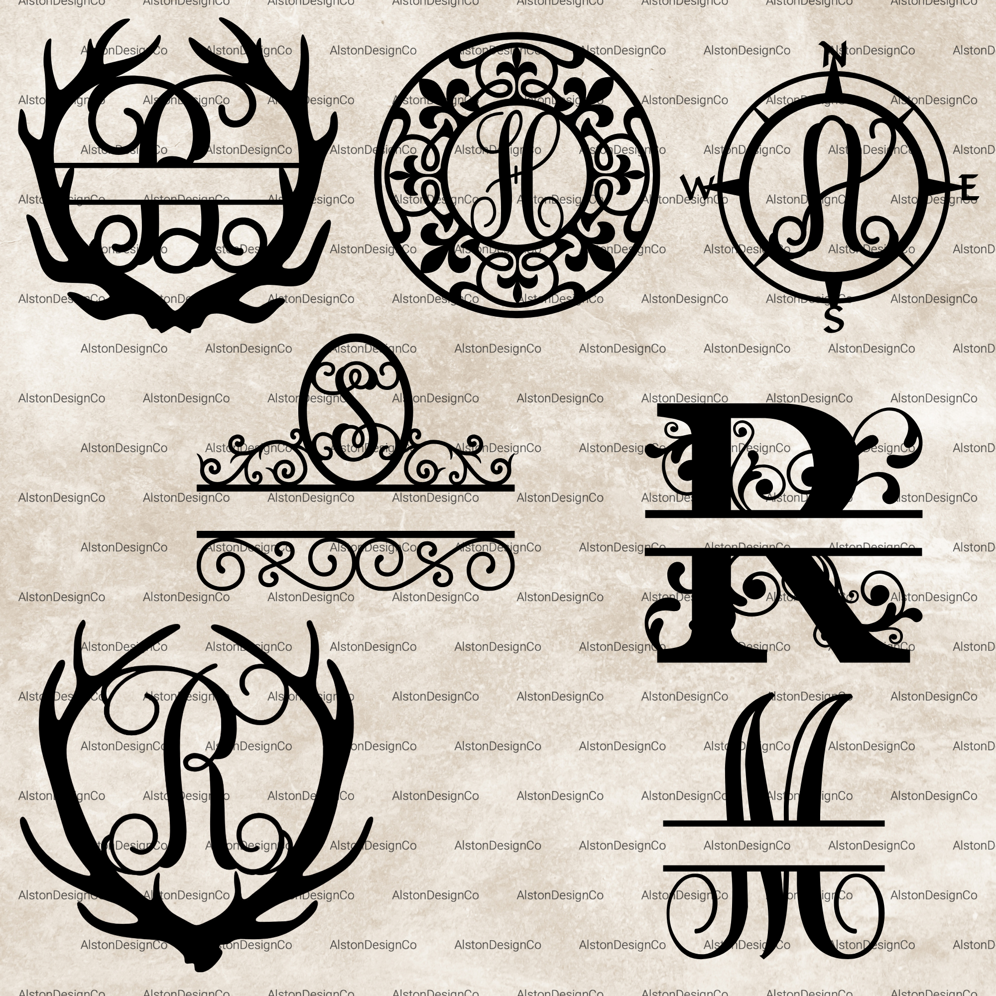 Split Letter monogram name signs – Alston Design Co