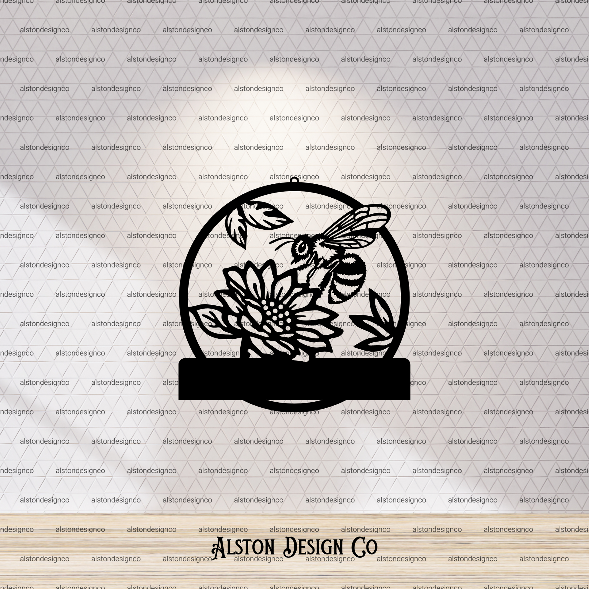 Honey Bee with flowers sign add your name or welcome 