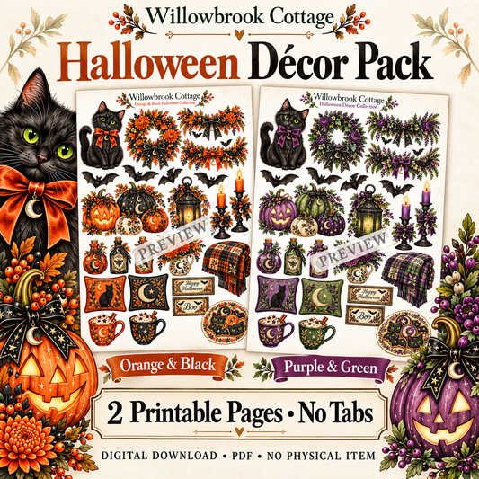 Willowbrook Cottage Halloween Décor Pack | Printable Cottage Decorations