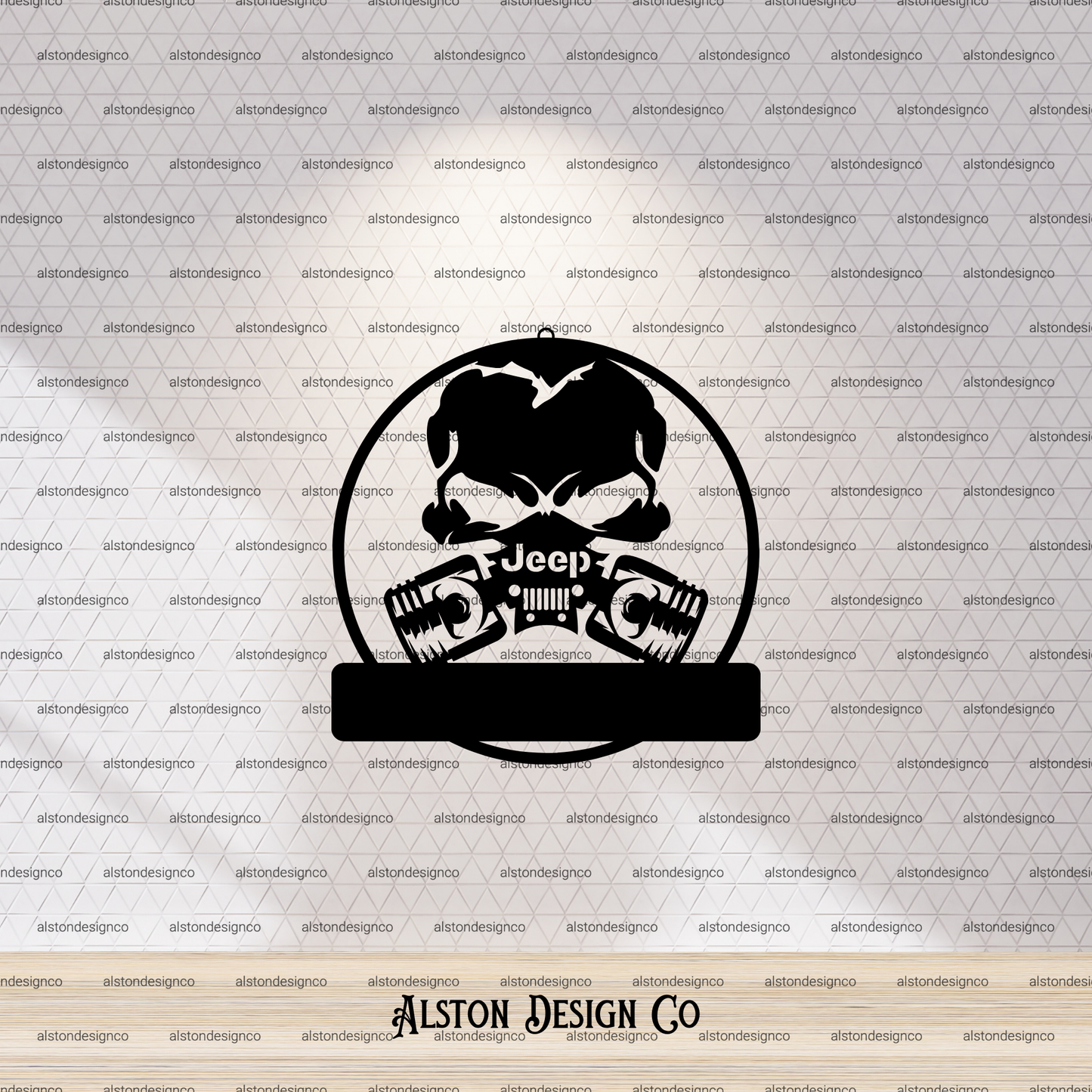Black and white design on a branded background